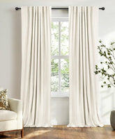 100% Blackout Shield frontal de cortina beige que oscurece la habitación