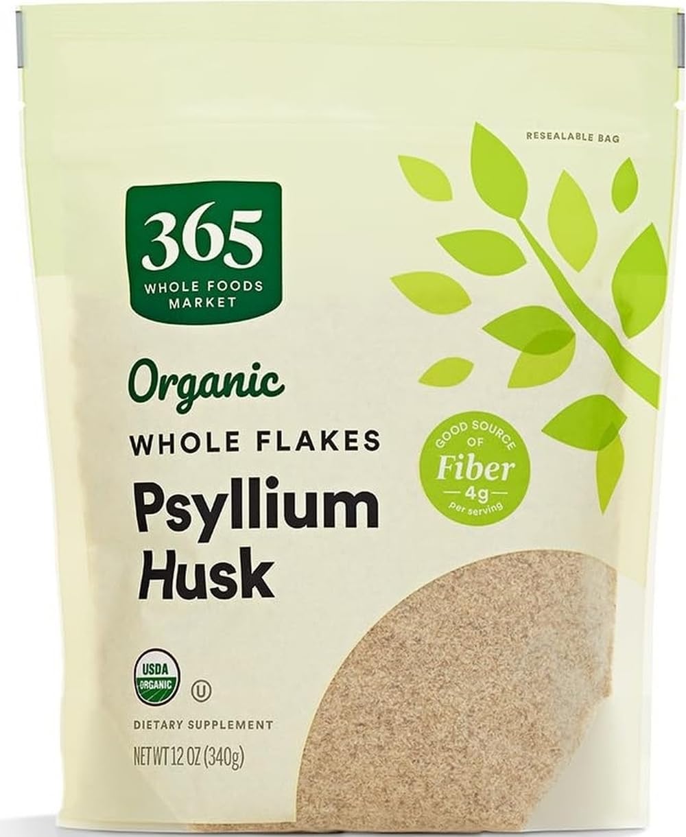 365 by Whole Foods Market envase frontal del psyllium husk orgánico, práctico