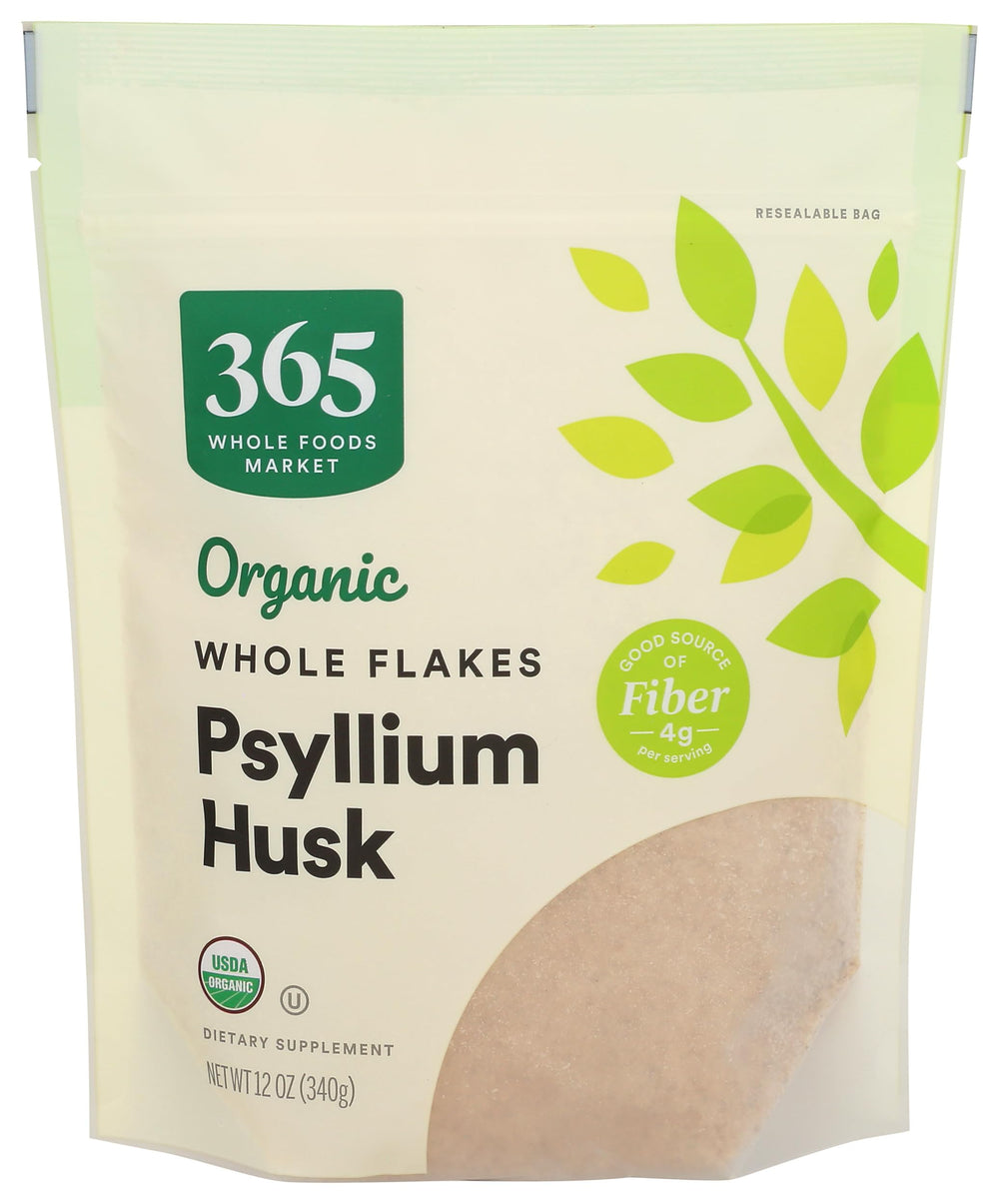 365 by Whole Foods Market envase frontal mostrando psyllium orgánico y etiqueta clara