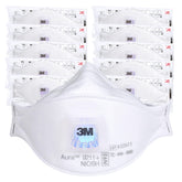 3M Aura 9211 vista frontal del respirador y empaque, protección cómoda