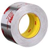 3M cinta de aluminio vista frontal mostrando rollo y color plateado, durable