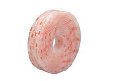 3M Dual Lock rollo frontal mostrando el largo y beneficio transparente