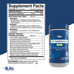 4Life etiqueta con lista de ingredientes y detalles de la mezcla de hongos y zinc para transparencia