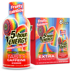 5-hour ENERGY frente del pack de 6 mostrando botellas portátiles y convenientes