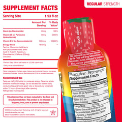 5-hour ENERGY líquido Berry en primer plano que resalta sabor frutal intenso
