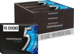 5 Gum frontal del paquete Peppermint Cobalt mostrando marca y beneficio refrescante