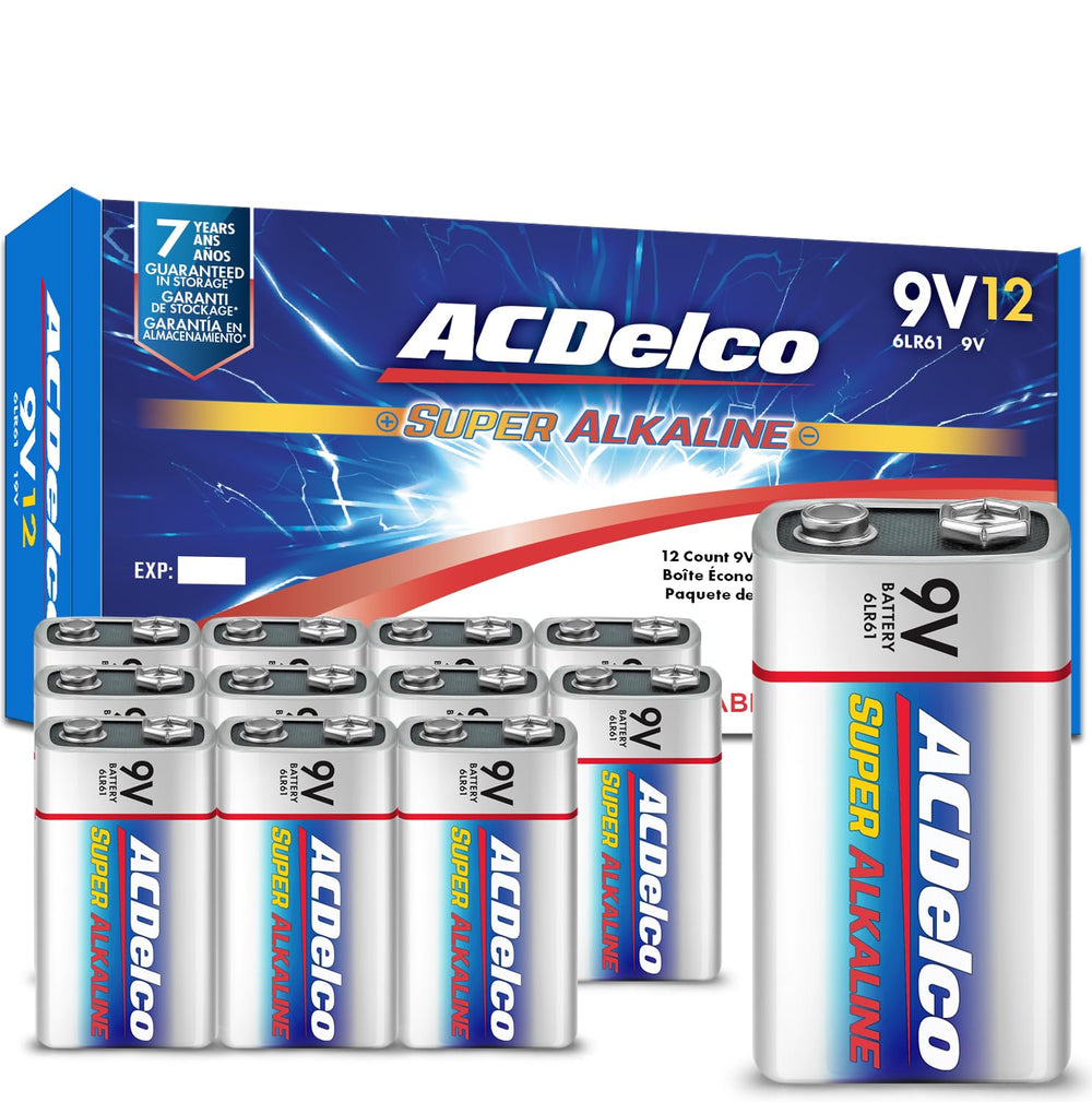 ACDelco empaque frontal de 12 pilas 9V mostrando almacenamiento seguro