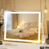 ACOLAR espejo frontal con marco metálico y luz LED para maquillaje preciso