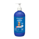 ADAMS envase frontal del champú antipulgas mostrando 24 oz y uso fácil