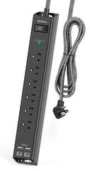 Addtam regleta frontal con 6 enchufes y 4 puertos USB para organización eficiente