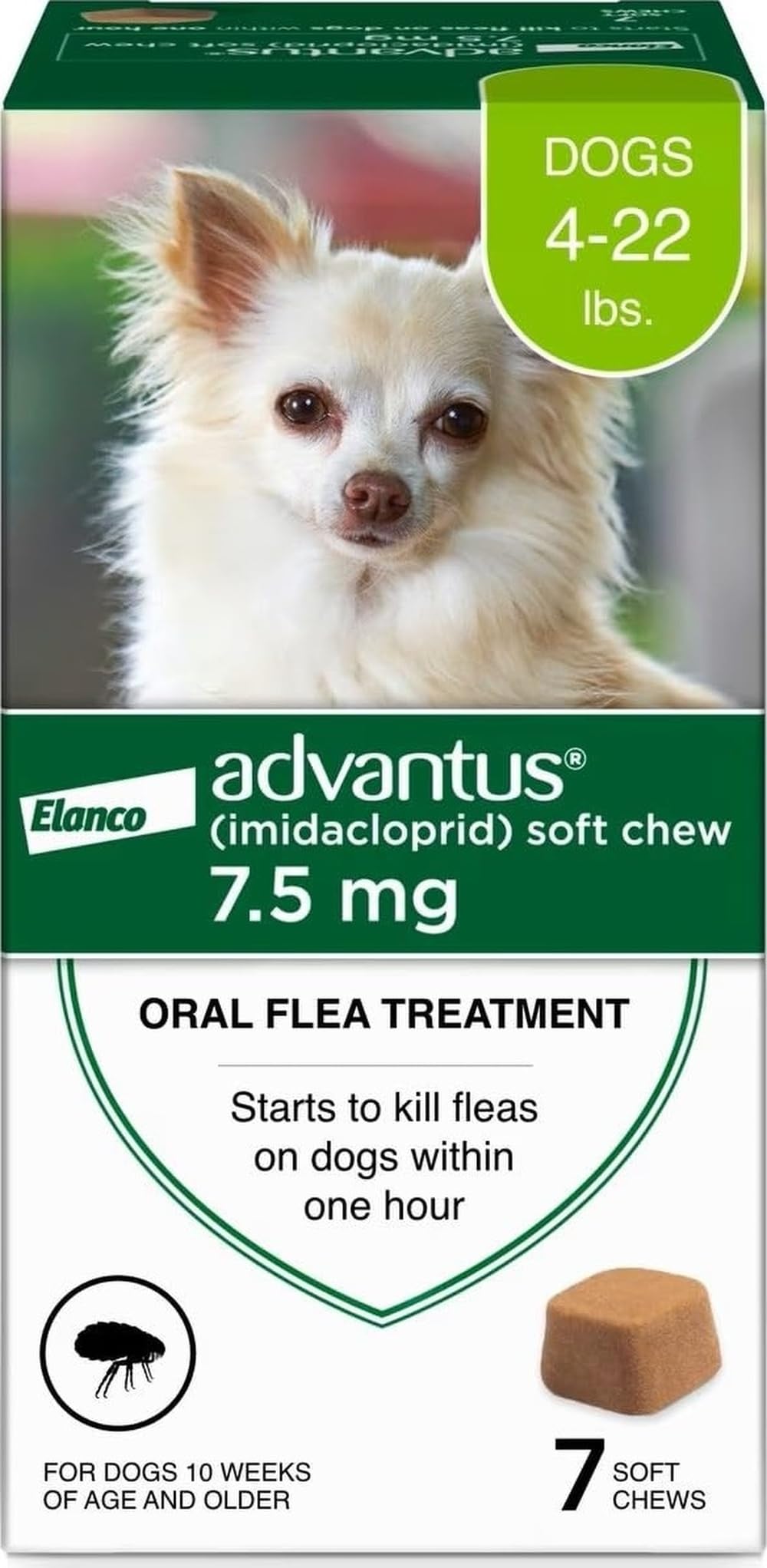 Advantus empaque frontal mostrando conteo de 7 unidades y beneficio acción rápida