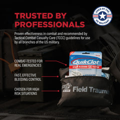 Adventure Medical Kits gasa QuikClot desplegada mostrando textura y grosor