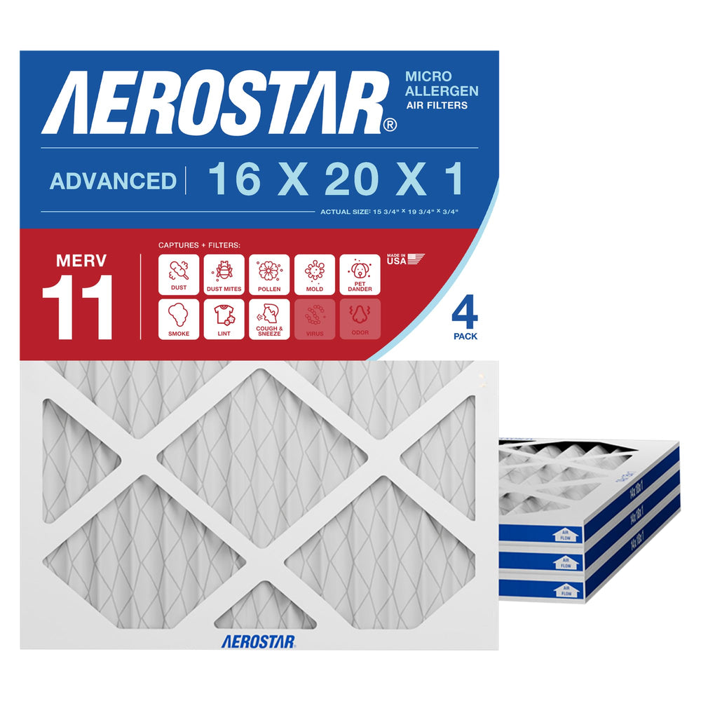 Aerostar frente del empaque mostrando 4 filtros y beneficios de filtrado