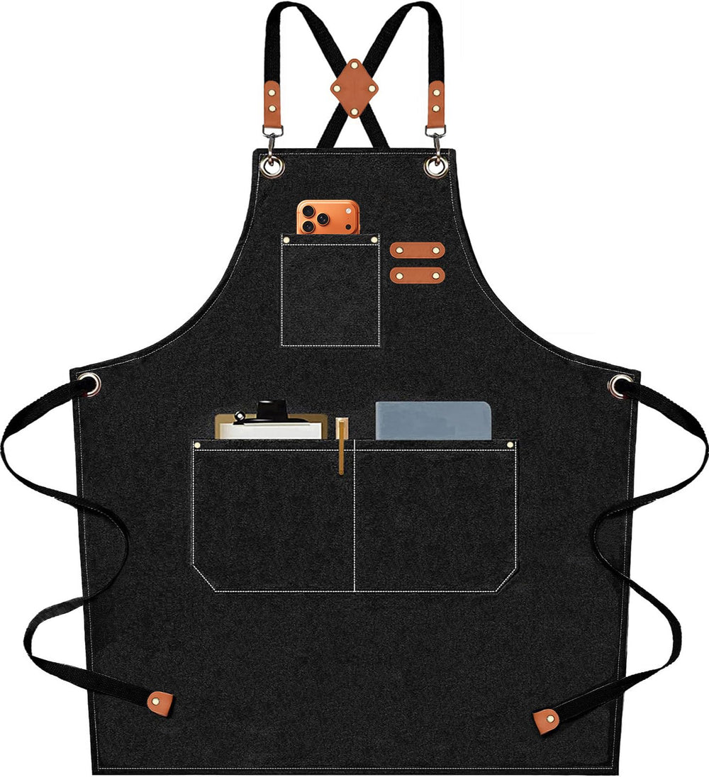 AFUN delantal frontal negro mostrando cobertura amplia y protección