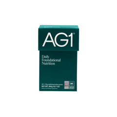 AG1 pack viaje frontal mostrando 30 sobres, conveniencia para viajar