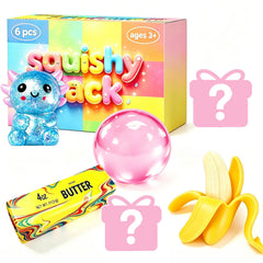 AGSWE vista frontal del paquete de 6 squishies, ideal para escritorio