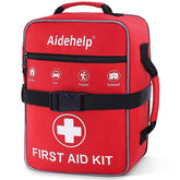 Aidehelp estuche frontal rojo mostrando cierre resistente y fácil acceso