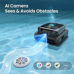 AIPER Scuba V3 cleaning pool floor in use removing leaves and sand