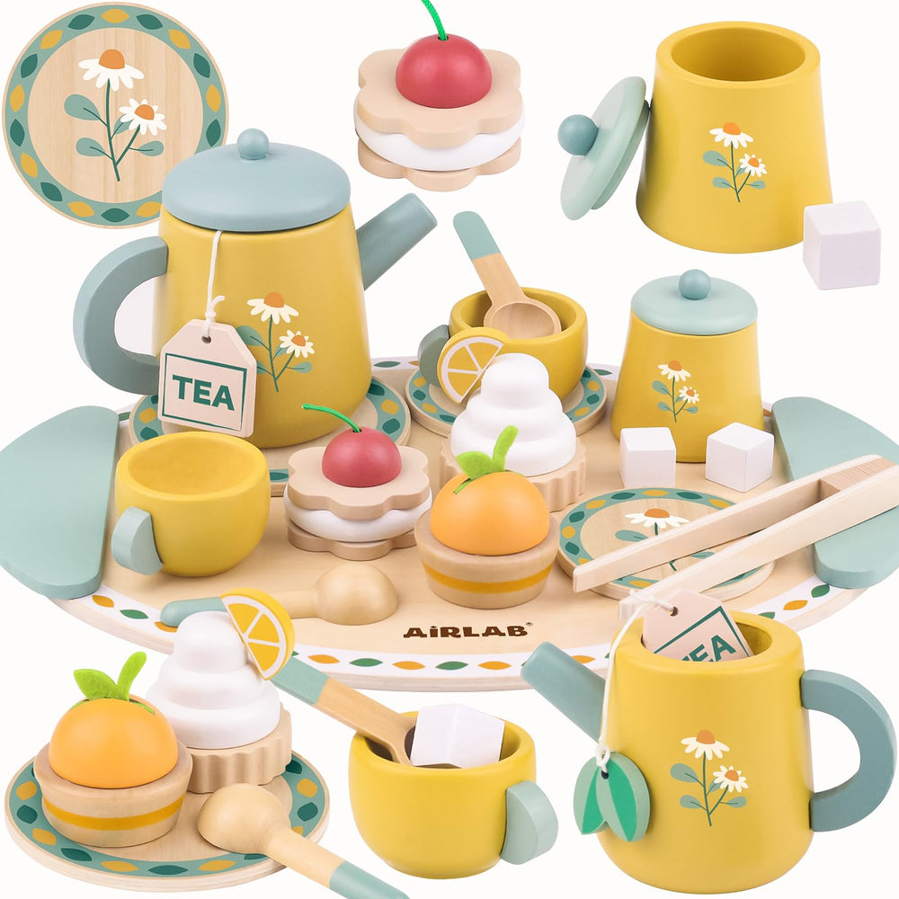 Airlab front packaging showing full tea set and colorful design benefits imagination