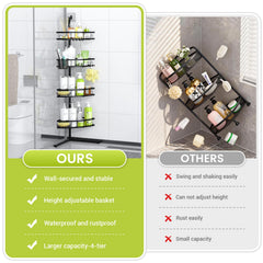 Aitatty estante en ducha con botellas grandes, mantiene productos accesibles