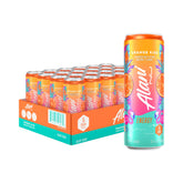 Alani Nu lata frontal con diseño naranja, atractivo visual para elegir