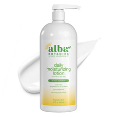 Alba Botanica frente del envase mostrando la etiqueta y beneficio hidratación