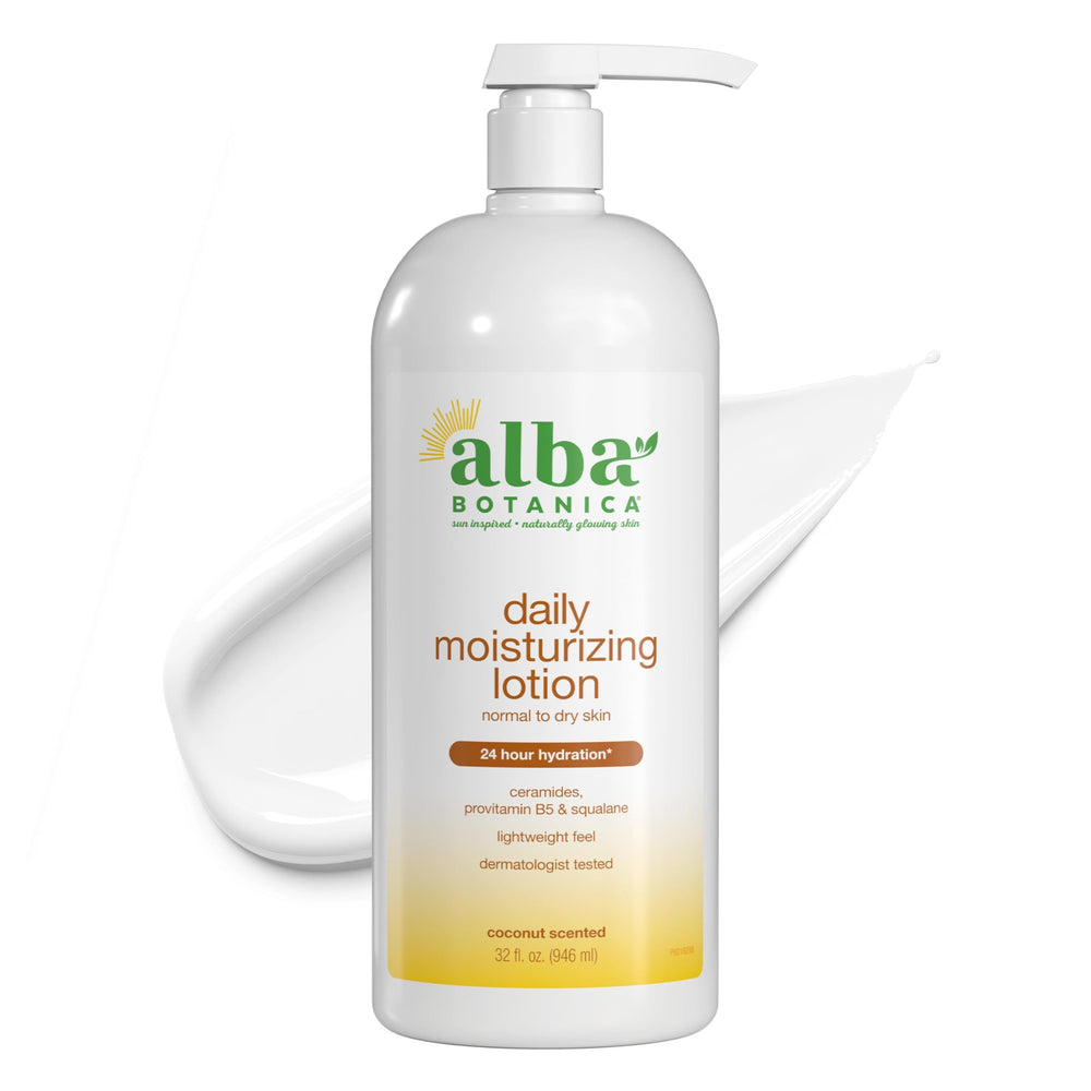 Alba Botanica front packaging showing 32 oz bottle and brand benefit