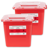 Alcedo front view of sharps container two-pack showing durable design and capacity
