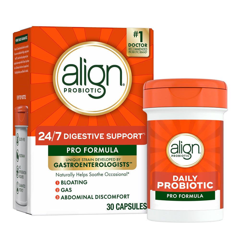 Align frasco frontal mostrando etiqueta clara y beneficio digestivo