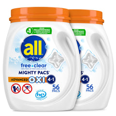 all free clear MIGHTY PACS vista frontal del envase que destaca sin perfume y facilidad