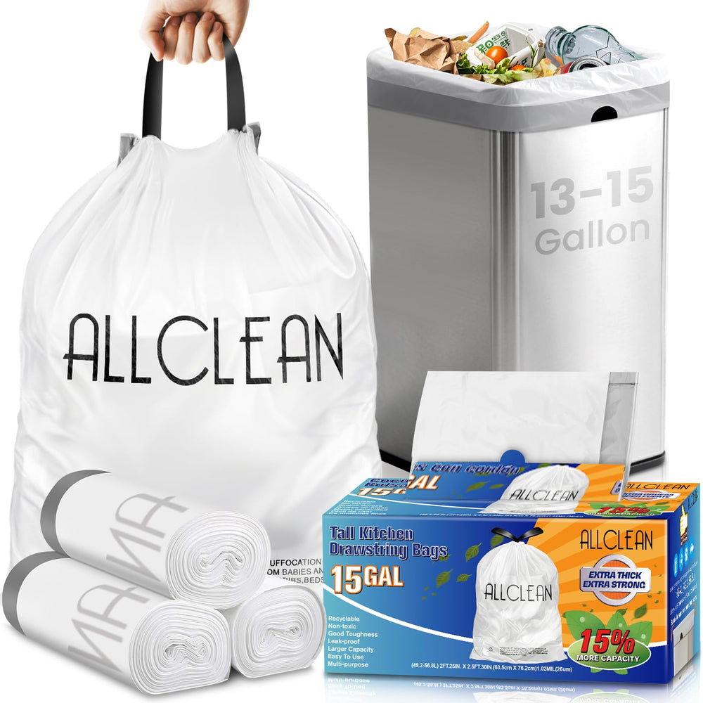 ALLCLEANbags vista frontal del paquete, almacenamiento eficiente