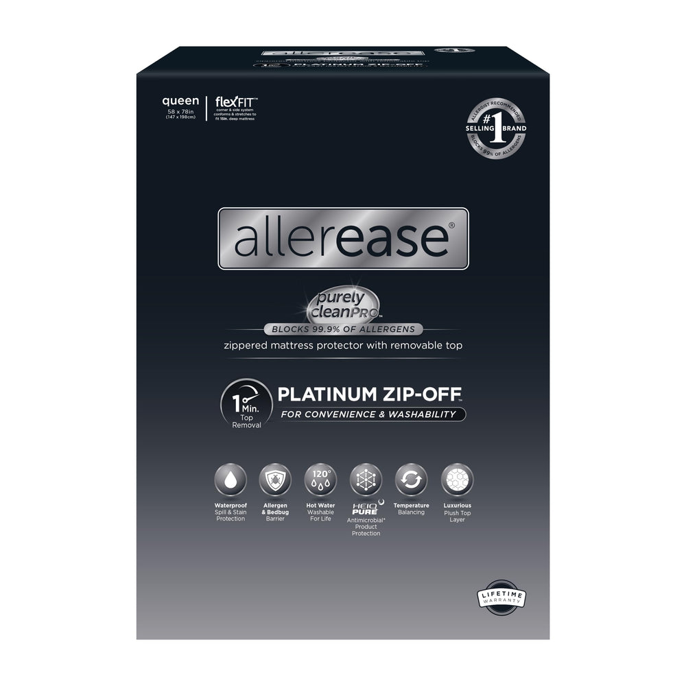 Aller-Ease protector frente del empaque muestra diseño y tamaño