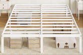 Allewie vista frontal de la cama metálica blanca mostrando diseño y estabilidad