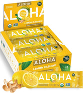 ALOHA empaque frontal Lemon Cashew mostrando beneficios orgánicos
