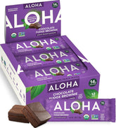 ALOHA empaque frontal Chocolate Fudge Brownie mostrando información clave