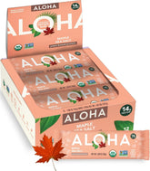 ALOHA frontal del empaque mostrando información orgánica y sabor arce-sal