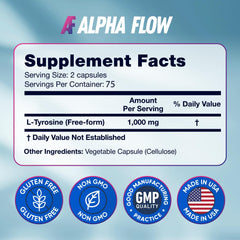 Alpha Flow cápsula abierta con polvo, ilustra pureza y dosificación