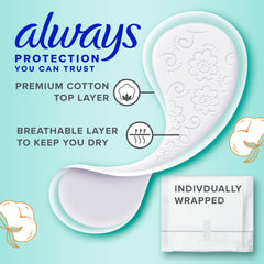 Always vista detalle capa superior de algodón para tacto suave y confort