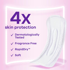 Always Discreet detalle del núcleo RapidDry que absorbe y convierte líquido en gel