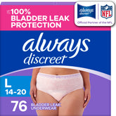 Always Discreet frontal del paquete muestra diseño y cantidad