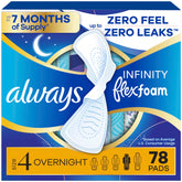 Always Infinity empaque frontal mostrando 78 toallas y ahorro por paquete