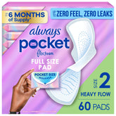 Always Pocket front packaging showing compact three-pack convenience