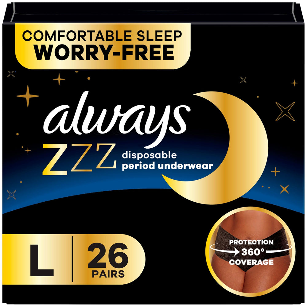 Always ZZZs paquete frontal mostrando 26 unidades y beneficio protección nocturna