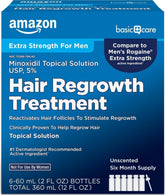 Amazon Basic Care frasco frontal mostrando etiqueta clara y beneficio de concentración 5%