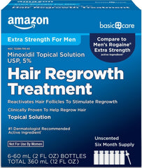 Amazon Basic Care frasco frontal mostrando etiqueta clara y beneficio de concentración 5%