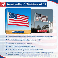 American Flag Made in USA detalle de costura doble, mayor durabilidad