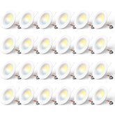 Amico paquete de 24 luces empotradas frontal muestra la cantidad y acabado blanco, mejora la iluminación