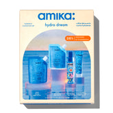 Amika presentación frontal del kit Hydro Dream con enfoque en viaje e hidratación