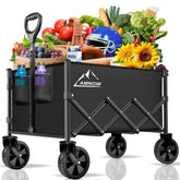 AMNOW vista frontal del carrito plegable mostrando su estructura estable y capacidad