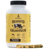Ancestral Supplements envase frontal mostrando colostro grass fed y cantidad